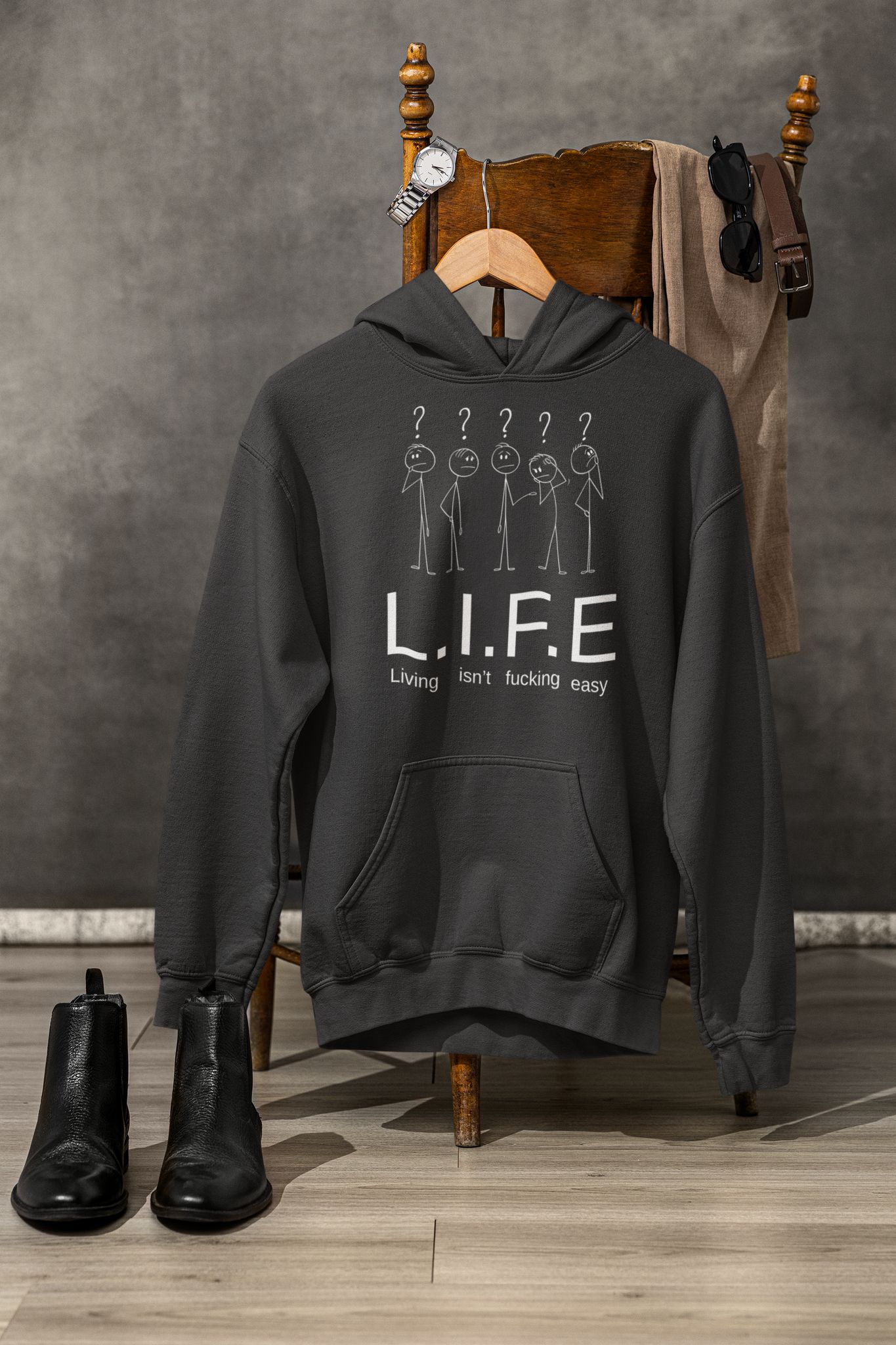 L.I.F.E. -Living Isn't F*cking Easy Oversized Hoodie